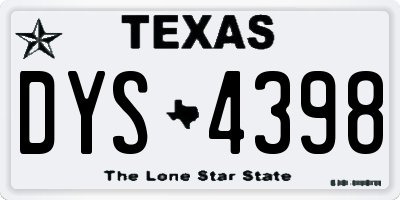 TX license plate DYS4398