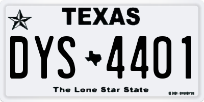 TX license plate DYS4401
