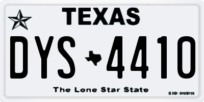TX license plate DYS4410