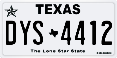 TX license plate DYS4412