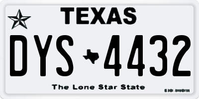TX license plate DYS4432