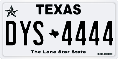 TX license plate DYS4444