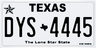 TX license plate DYS4445