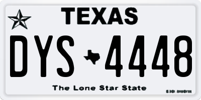 TX license plate DYS4448