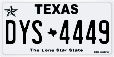 TX license plate DYS4449