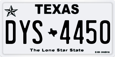 TX license plate DYS4450