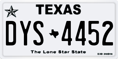 TX license plate DYS4452