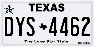 TX license plate DYS4462