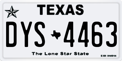 TX license plate DYS4463