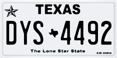 TX license plate DYS4492