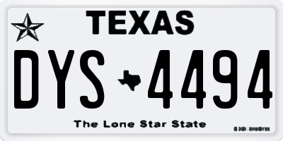 TX license plate DYS4494