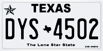 TX license plate DYS4502