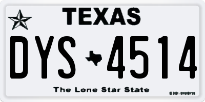 TX license plate DYS4514