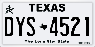 TX license plate DYS4521