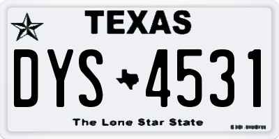 TX license plate DYS4531