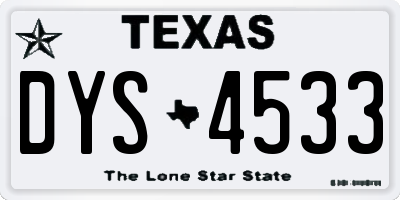 TX license plate DYS4533