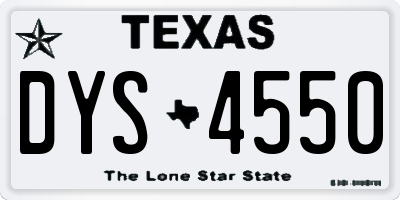 TX license plate DYS4550