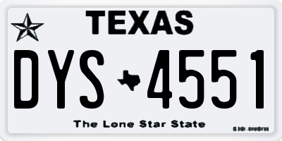 TX license plate DYS4551