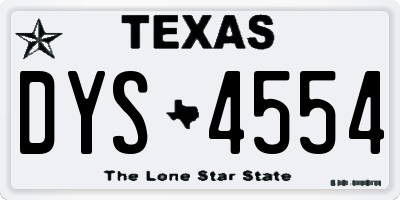 TX license plate DYS4554