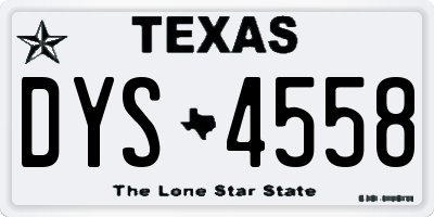 TX license plate DYS4558