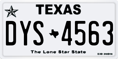 TX license plate DYS4563