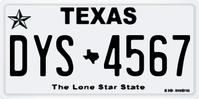 TX license plate DYS4567