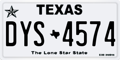 TX license plate DYS4574