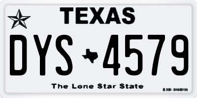 TX license plate DYS4579