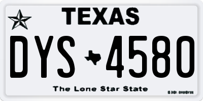 TX license plate DYS4580