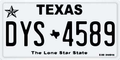 TX license plate DYS4589