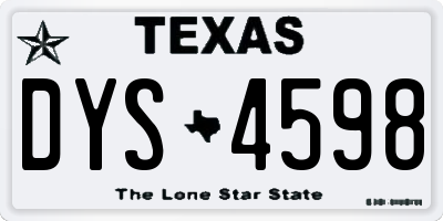 TX license plate DYS4598