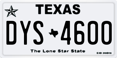 TX license plate DYS4600