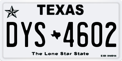 TX license plate DYS4602