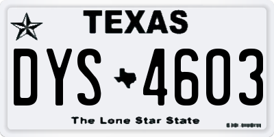 TX license plate DYS4603
