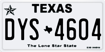 TX license plate DYS4604