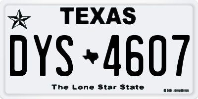 TX license plate DYS4607