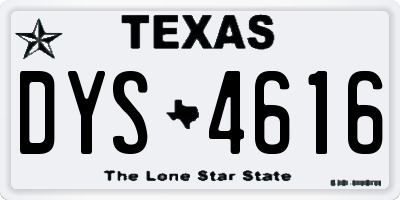 TX license plate DYS4616