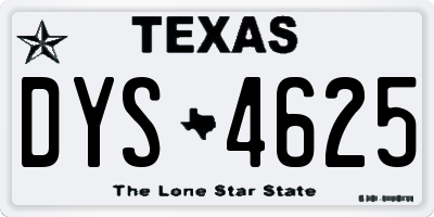 TX license plate DYS4625