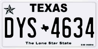 TX license plate DYS4634
