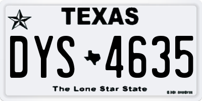 TX license plate DYS4635