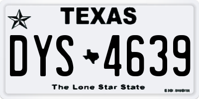 TX license plate DYS4639