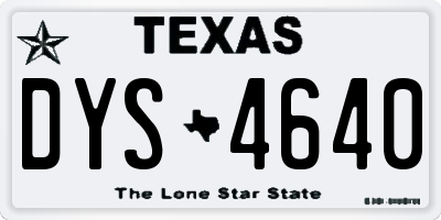 TX license plate DYS4640