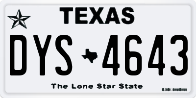 TX license plate DYS4643