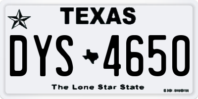 TX license plate DYS4650