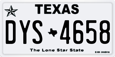 TX license plate DYS4658