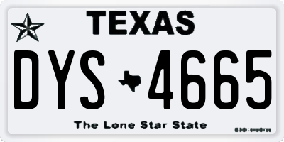 TX license plate DYS4665