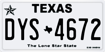 TX license plate DYS4672