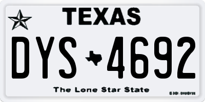 TX license plate DYS4692