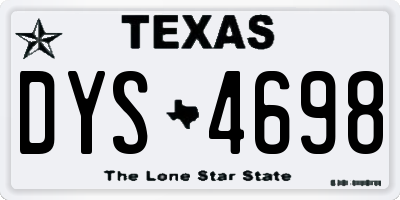 TX license plate DYS4698
