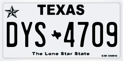 TX license plate DYS4709